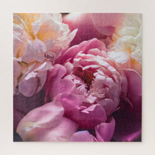 Roze Pioenrozen: luxe bloemsierkunst. Legpuzzel