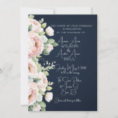 Roze Pioenrozen Marine achtergrond bruiloft uitnod (Voorkant)