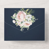 Roze Pioenrozen Marine achtergrond bruiloft uitnod All In One Uitnodiging (Achterkant)