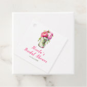 Roze Pioenrozen Mason Jar Bruidsmeisje Borrel Bedankjes Labels (In situ)