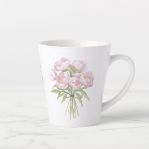 Roze Pioenrozen met Keramische Strik Latte Mok