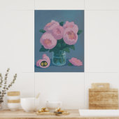 Roze Pioenrozen met Verborgen Kattenogen Poster (Keuken)