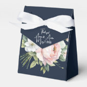 Roze Pioenrozen Navy Achtergrond Bruiloft Bedankdoosjes (Voorkant Zijde)