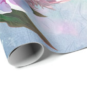 Roze Pioenrozen op blauw/roze bruiloft/douche Cadeaupapier (Rol Hoek)