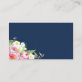 Roze pioenrozen op Navy Blue Plaatskaarten Plaatskaartje (Achterkant)