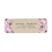 Roze Pioenrozen op Perkament Koppel Namen Etiket (Voorkant)