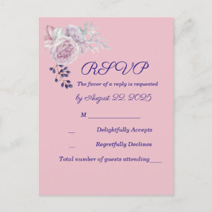 Roze Pioenrozen Paarse Geometrische Frame Bruiloft Briefkaart