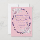 Roze Pioenrozen Paarse Geometrische Frame Ontvangs Kaart (Voorkant)
