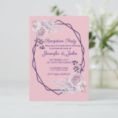 Roze Pioenrozen Paarse Geometrische Frame Ontvangs Kaart (Staand voorkant)