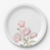 roze pioenrozen papieren bordje (Voorkant)