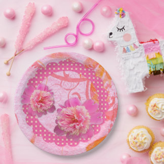 Roze Pioenrozen  Papieren Bordje