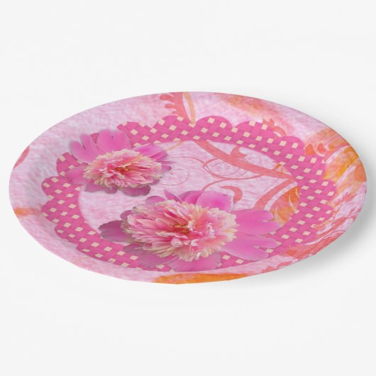 Roze Pioenrozen  Papieren Bordje (Gekanteld)