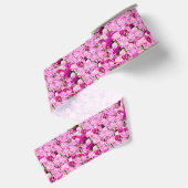 Roze Pioenrozen Patroon Grosgrain Lint (Achterkant)