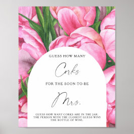 Roze pioenrozen - Raad hoeveel kurken Poster