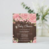 Roze pioenrozen rustieke goedkope babyshower uitno (Staand voorkant)