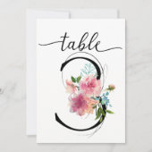 Roze Pioenrozen Tafel drie Tafelnummer (Voorkant)