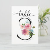 Roze Pioenrozen Tafel drie Tafelnummer (Staand voorkant)