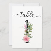 Roze Pioenrozen Tafel Eén Tafelnummer (Voorkant)