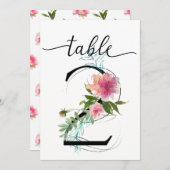 Roze Pioenrozen Tafel twee Tafelnummer (Voorkant / Achterkant)