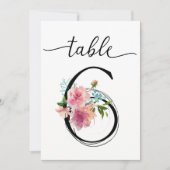 Roze Pioenrozen Tafel zes Tafelnummer (Voorkant)