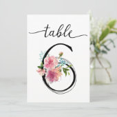 Roze Pioenrozen Tafel zes Tafelnummer (Staand voorkant)