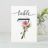 Roze Pioenrozen Tafel zeven Tafelnummer (Staand voorkant)