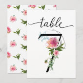 Roze Pioenrozen Tafel zeven Tafelnummer (Voorkant / Achterkant)