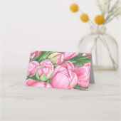 Roze pioenrozen - trouw plaatskaartjes (Achterkant)