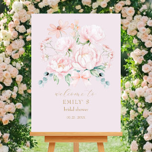 Roze Pioenrozen Tuin Bruidsborrel Welkom Poster