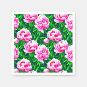 Roze Pioenrozen Tuin Print Servet