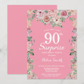 Roze Pioenrozen Verrassen 90e Verjaardag Kaart (Voorkant / Achterkant)