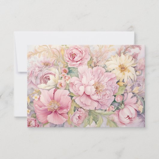 Roze pioenrozen Vlakke kaart (Voorkant)