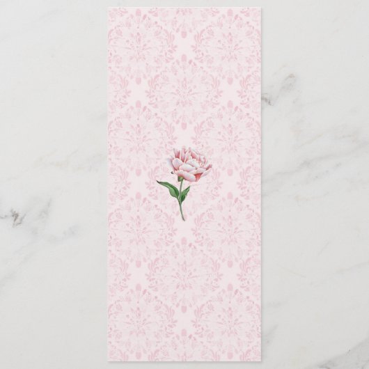 Roze Pioenrozen Waterverf Bloemenmenu's Menu (Achterkant)