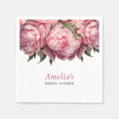 Roze Pioenrozen Waterverf Bruiloftsborrel Servet (Voorkant)