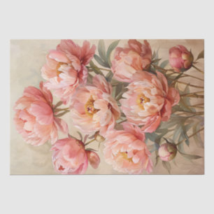 Roze Pioenrozen Waterverf op Perkament Decoupage Tissuepapier