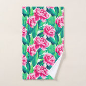 Roze Pioenrozen Waterverf Print Bad Handdoek (Handdoek)