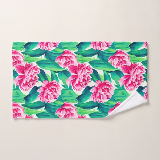 Roze Pioenrozen Waterverf Print Bad Handdoek (Handdoek)