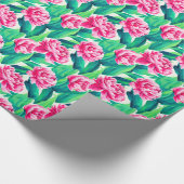 Roze Pioenrozen Waterverf Print Cadeaupapier (Hoek)