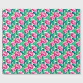 Roze Pioenrozen Waterverf Print Cadeaupapier (Vlak)
