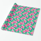 Roze Pioenrozen Waterverf Print Cadeaupapier (Uitgerold)