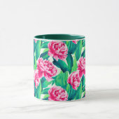 Roze Pioenrozen Waterverf Print Mok (Midden)