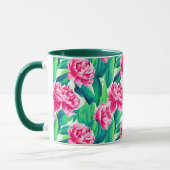 Roze Pioenrozen Waterverf Print Mok (Links)
