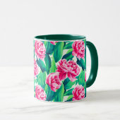 Roze Pioenrozen Waterverf Print Mok (Voorkant rechts)