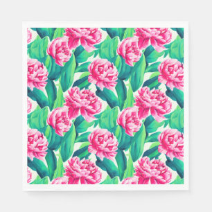 Roze Pioenrozen Waterverf Print Servet