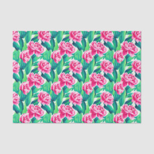 Roze Pioenrozen Waterverf Print Tissuepapier