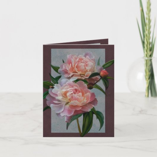 Roze Pioenrozen Wenskaart Kaart (Voorkant)
