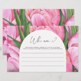 Roze pioenrozen - Wie ben ik bruidsdouche-spel Briefpapier