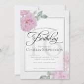 Roze Pioenrozen Zoete Zestien Verjaardag Kaart (Voorkant)