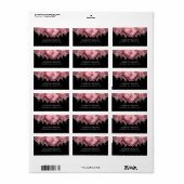 Roze Pioenrozen Zwart Bachelorette Retouradres Etiket (Full Sheet)