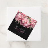 Roze Pioenrozen Zwarte Bachelorette Feest Bedankjes Labels (In situ)